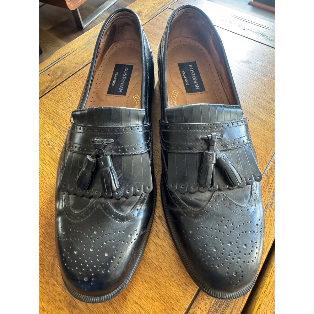 Bostonian Classics Tassel Loafers Mens 10M Black Leather Kiltie Brogue 20370